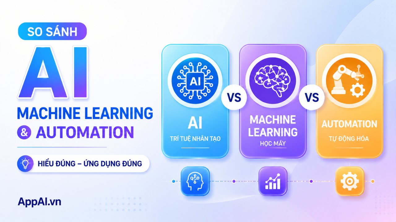 So sánh AI, Machine Learning và Automation dễ hiểu nhất